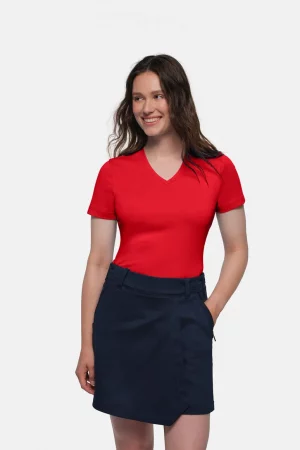 NO. 169 – HAKRO COTTON TEC® Damen V-Shirt - 002 rot