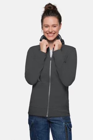 NO. 255 – HAKRO Damen Kapuzenjacke Bonded ECO - 064 karbongrau